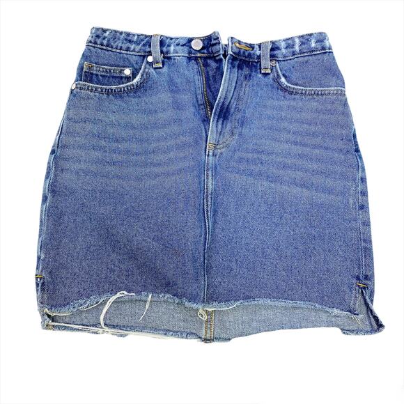 Distressed Jean Skirt H&M Womens Cut Off Blue Denim Size 6 - Picture 1 of 12
